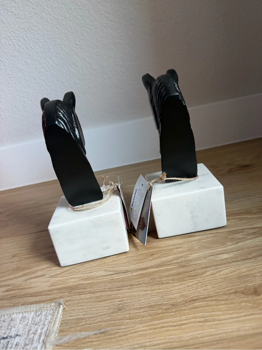 Unbranded Black Horse Head Marble Bookends - Set of 2